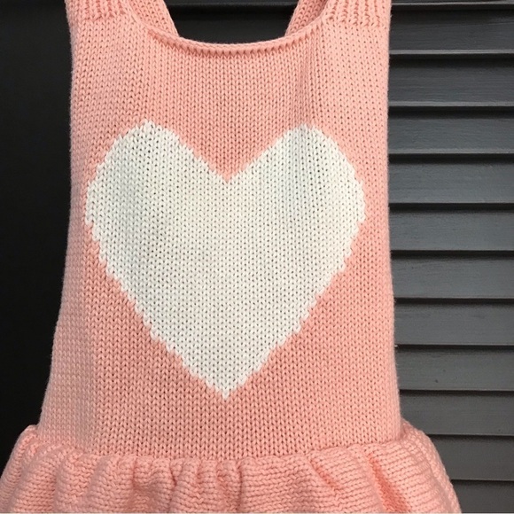 Retro Paradise Pink Knit Heart Overalls, Size Small - Picture 6 of 13